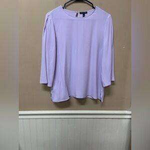 Eileen Fisher 100% Silk Top Blouse Women Small Georgette Crepe Purple